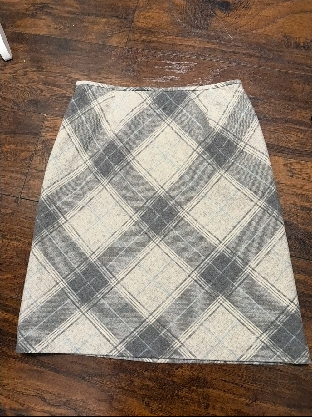 LOFT Gray and Cream Plaid Pencil Skirt